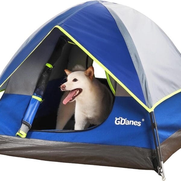 GDanes Blue Dog Tent House - Portable Indoor/Outdoor Dog Bed with Soft Pad for Large Dogs, 42 x 42 x 32 Inches