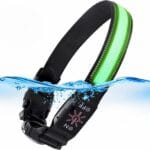 AirTag Dog Collar with QR Code & LED Light, IP68 Waterproof Rechargeable Pet Collar with Reflective Strips, Durable Airtag Holder for Medium/Large Dogs (Green, L(20-24 in))
