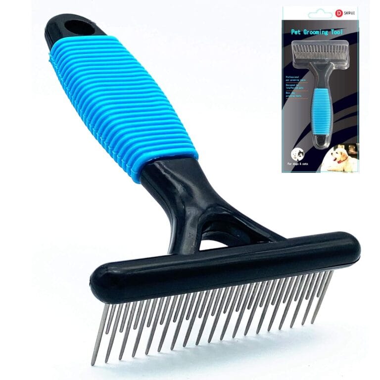 Undercoat Rake for Dogs, Designed for Breeds with Medium to Long Undercoats,Long & Short Stainless Steel Teeth, Safe Dematting Comb for Easy Mats & Tangles Removing