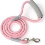 Mile High Life Dog Leash, with Comfortable Padded Handle, Pink Nylon Rope Leash with Steel Tips, Heavy Duty 4 Feet Pet Leashes (Pink,48 Inches)