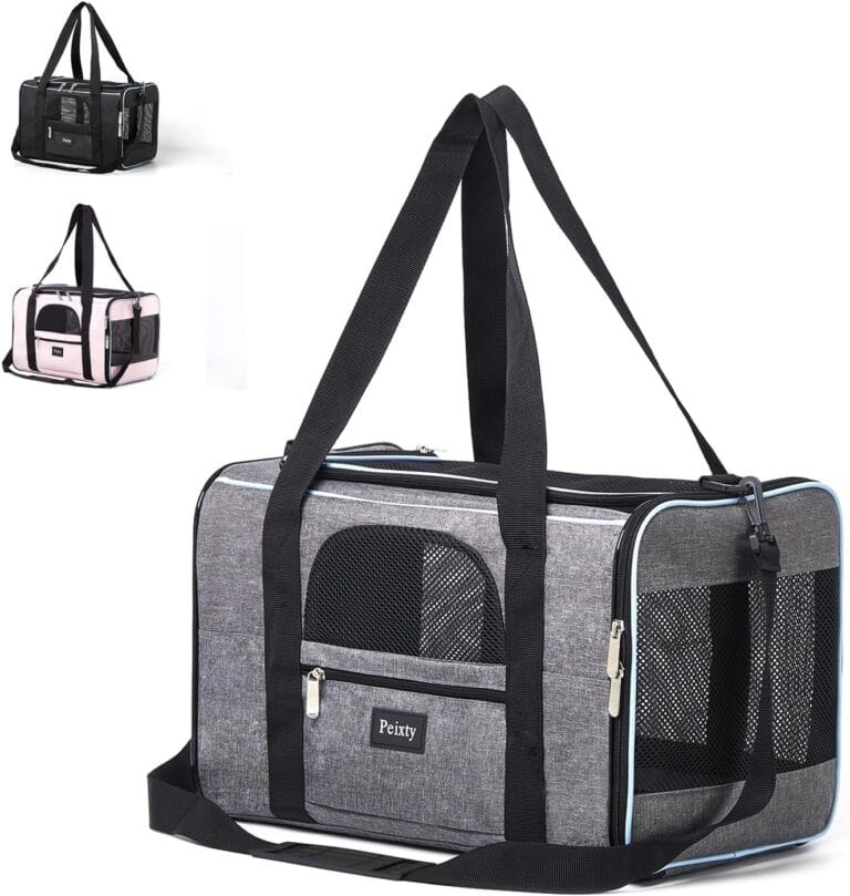 Pet Carrier for Cats,Small Dogs Under 15 Lbs(17x11x11 Inches),Delta/American/United Airline Approved Carriers, Cats Soft-Sided Carriers,Pet Travel Carrier Bag with Two Storage Pockets-Grey