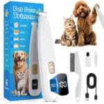 Professional Dog Paw Trimmer with LED Light, New Upgraded 35dB Low-Noise Pet Paw Trimmers for Dog's Feet, 2-Speed Electric Paw Cleaner Grooming Clippers for Dogs,Paws, Ears, Face, Rump (White)