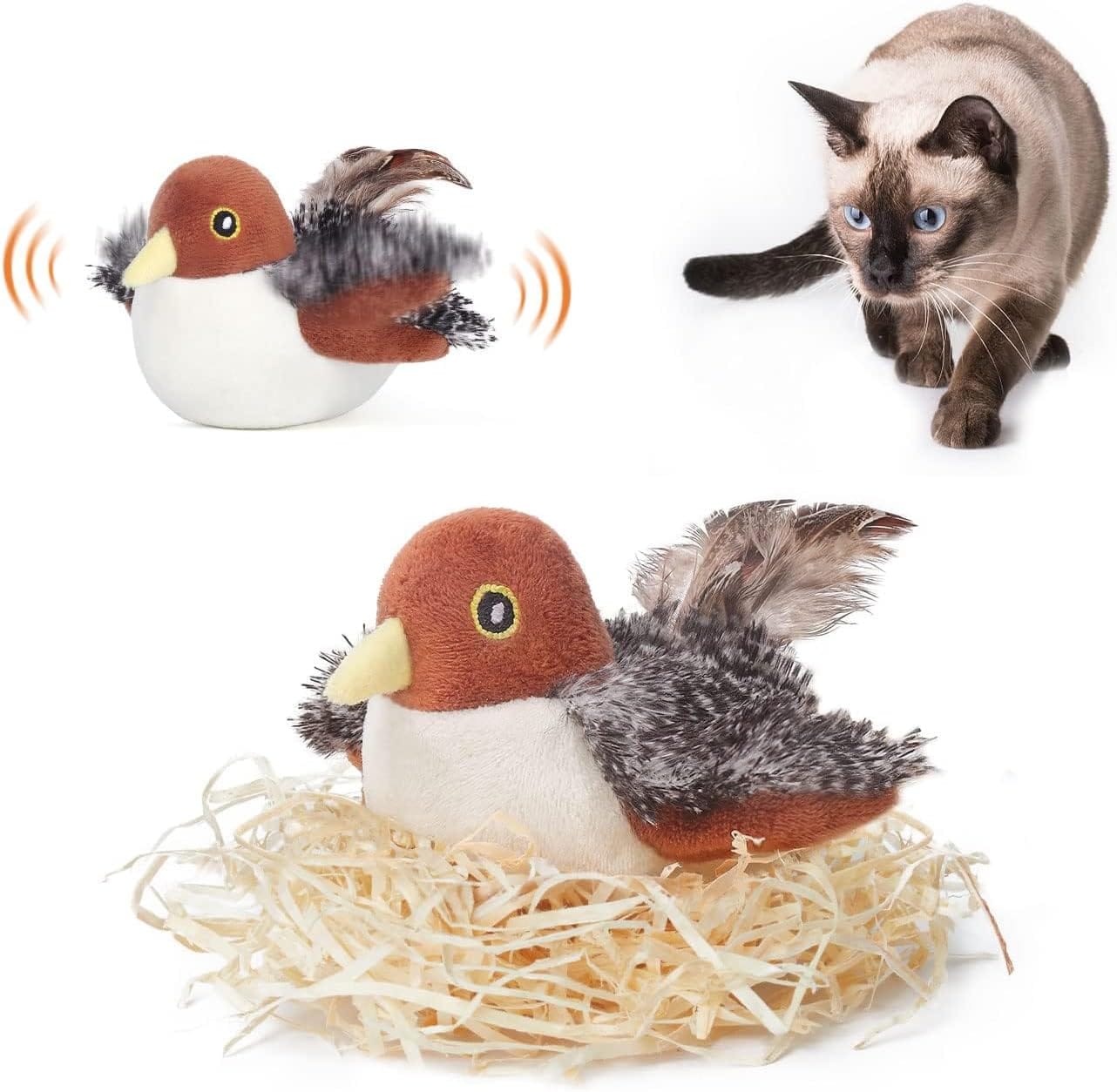 Potaroma Cat Toys Rechargeable Flapping Bird Sparrow, Lifelike Chirp Tweet, Touch Activated Kitten Toy Interactive Cat Exercise Toys for All Breeds Cat Kicker Catnip Toys 4.0 Inches Potaroma Cat Toys Rechargeable Flapping Bird Sparrow, Lifelike Chirp Tweet, Touch Activated Kitten Toy Interactive Cat Exercise Toys for All Breeds Cat Kicker Catnip Toys 4.0 Inches