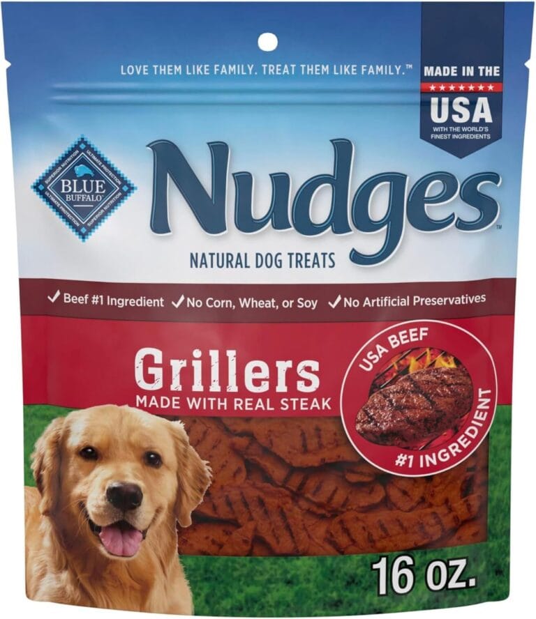 Blue Buffalo Nudges Grillers Natural Dog Treats, Made in the USA with Real Steak, 16-oz Bag
