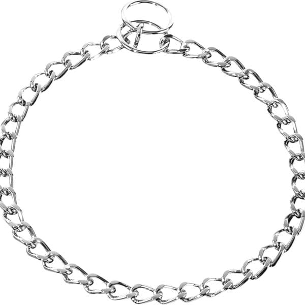 Herm Sprenger Chrome Plated Steel Dog Collar with Short Flat Links Choke Chain Two O-Rings for Small Medium Large Dogs Professional Training Collar Correction Slip Chain Made in Germany (18in (45cm))