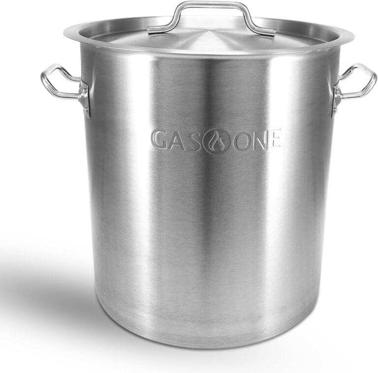 GasOne Stainless Steel Stockpot  20qt Stock Pot with Lid and Capsule Bottom  Heavy-Duty Cooking Pot for Beer Brewing, Soup, Seafood Boil  Satin Finish Stainless Steel Soup Pot