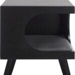 SAFAVIEH Home Collection Bean Mid-Century Matte Black Square Covered Cave Small Pet Cat Bed (Fully Assembled)