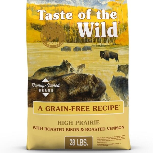Taste of the Wild High Prairie Canine Grain-Free Recipe with Roasted Bison and Venison Adult Dry Dog Food, Made with High Protein from Real Meat and Guaranteed Nutrients and Probiotics 28lb