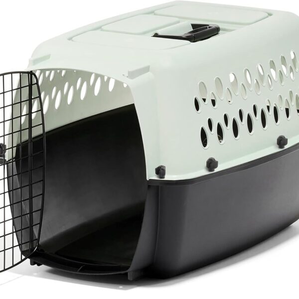 Petmate Pet Porter Fashion Dog Kennel - Crate for Pets 15-20 lbs - Airline Approved Pet Carrier - Durable Plastic Shell - For Home and Travel - Made in USA - 24 Inches - Pale Aqua and Black