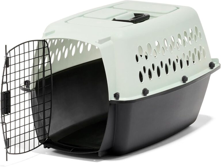 Petmate Pet Porter Fashion Dog Kennel - Crate for Pets 15-20 lbs - Airline Approved Pet Carrier - Durable Plastic Shell - For Home and Travel - Made in USA - 24 Inches - Pale Aqua and Black