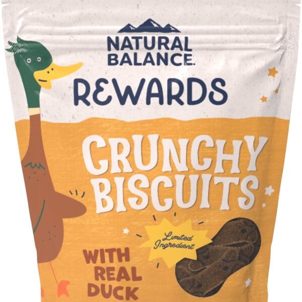 Natural Balance Limited Ingredient Rewards Crunchy Biscuits, Grain-Free Dog Treats for Adult Dogs of All Breeds, Duck Recipe, 14 Ounce (Pack of 1)