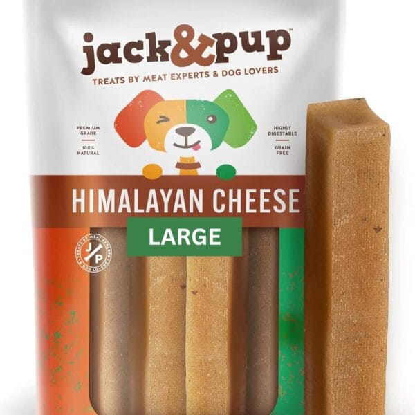 Jack&Pup Yak Cheese Himalayan Dog Chews | Dog Yak Chews for Large Dogs Aggressive Chewers | Hard Yak Cheese Stick (9oz, 3 Pack)