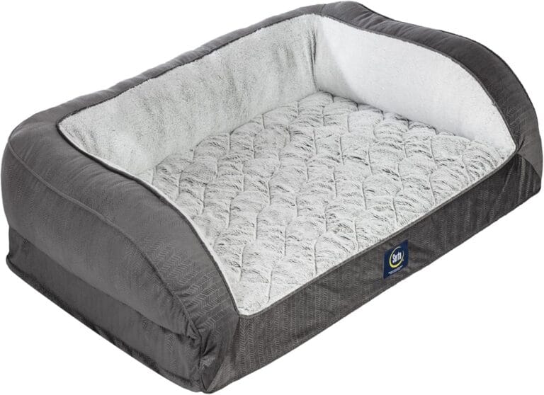 Serta Orthopedic Quilted Couch Dog Bed for Pets  Slate Gray (Large)
