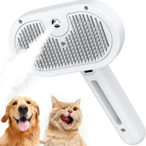 Katoggy Spray Cat Brush, Self Cleaning Dog Steam Brush, Easy To Clean, Remove Static Flying Hair Steam Grooming for Cats and Dogs