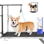 Pawaboo Dog Grooming Table Arm with Grooming Hammock, 35" Dog-Grooming-Arm Dog Grooming Stand and Free Two No Sit Haunch Holder with Grooming Loop, Foldable Dog Grooming Arm for Small Medium Pet