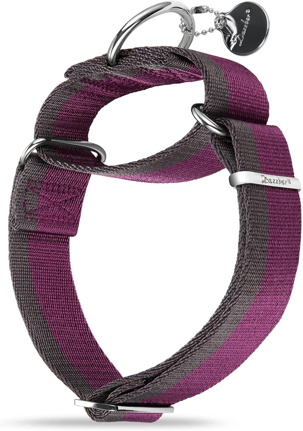 Martingale Collar 1.5 Inch Wide 1200D Extra Strong Nylon Dog Collar, No Pull Heavy Duty Dog Collar with 2-Color Stripe for Medium to XLarge Dogs (Extra Large, Purplish Red &Grey) Martingale Collar 1.5 Inch Wide 1200D Extra Strong Nylon Dog Collar, No Pull Heavy Duty Dog Collar with 2-Color Stripe for Medium to XLarge Dogs (Extra Large, Purplish Red &Grey)
