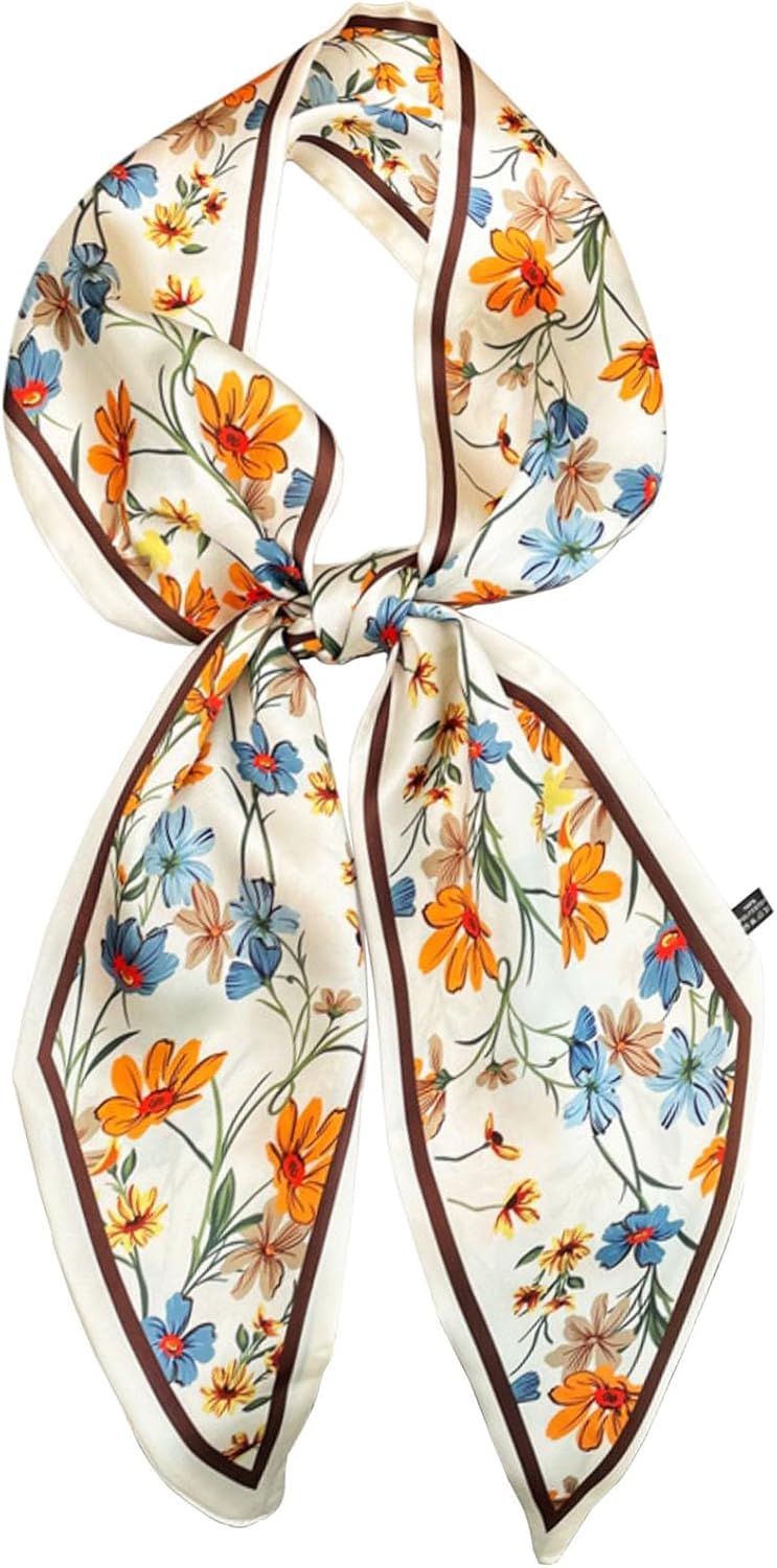 kcctoo 59" Mulberry Silk Like Head Scarf Women's Fashion Square Neck Satin Scarfs for Bag Hair Scarves Gift 59 * 5.9