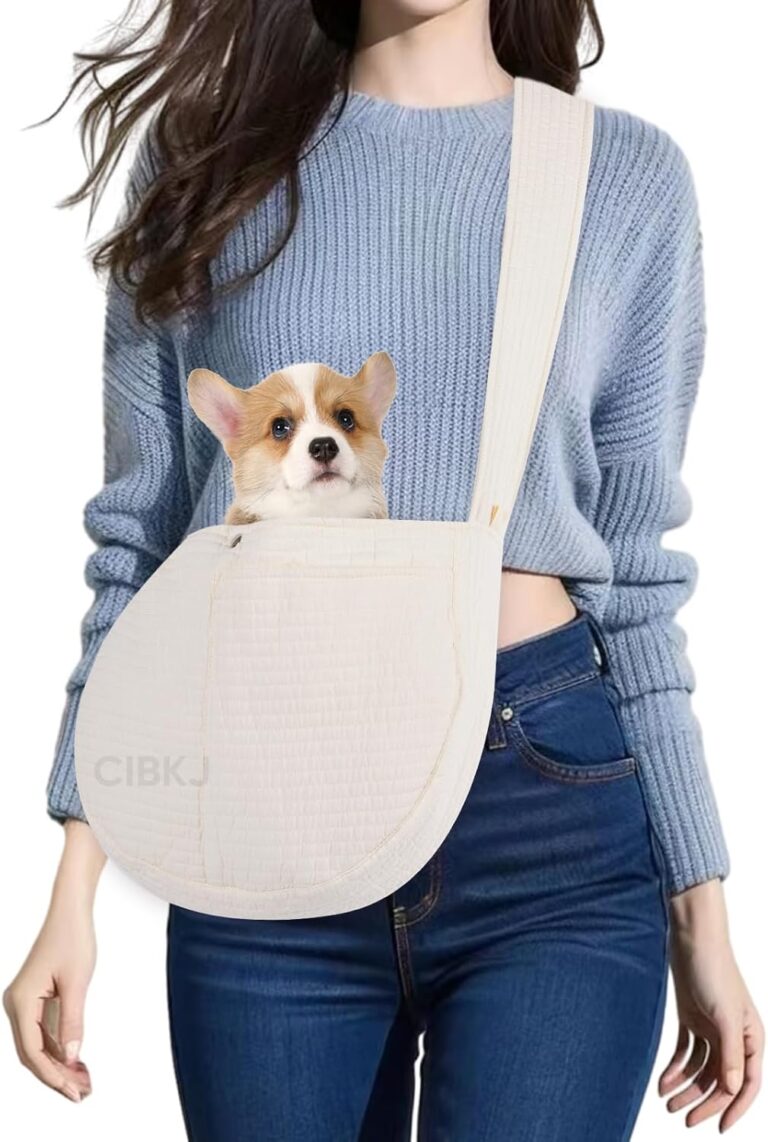 Small Dog Carrier Sling,Dog Slings for Small Dogs,Hand Free Dog Carrier Cat Sling for Outdoor Traveling Subway (White)