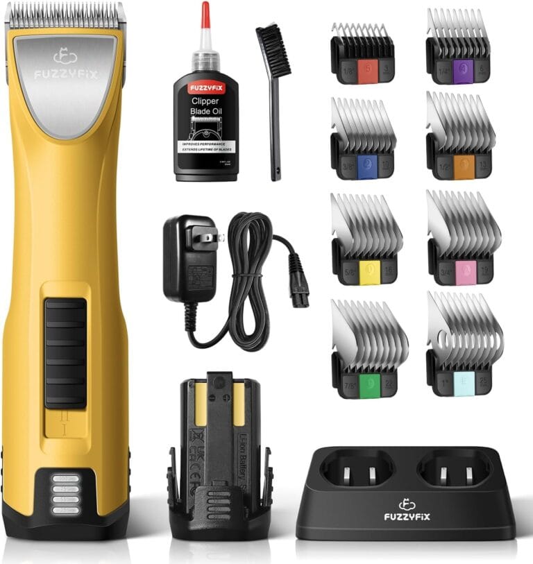 Professional Dog Clippers for Grooming with Charging Replacement, Low Noise Pet Grooming Kit for Thick Curly Matted Heavy Coats Cordless Hair Trimmer with 8 Metal Guide Combs for Animal Horse