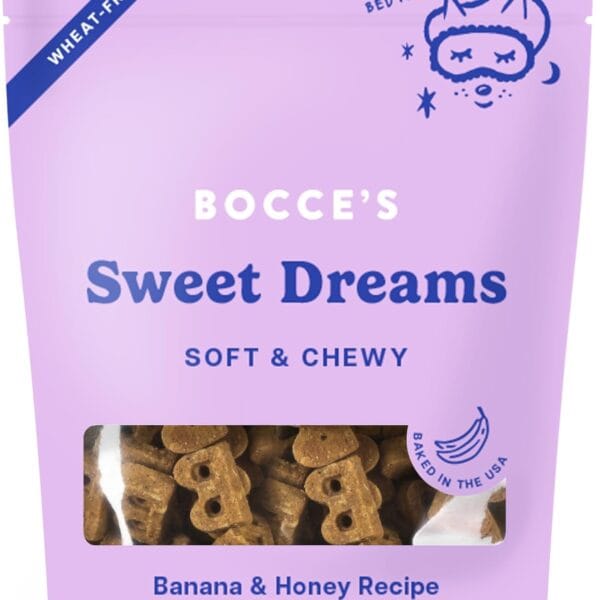 Bocce's Bakery Dailies Sweet Dreams Dog Treats for Bedtime Support, Wheat-Free Dog Treats, Made with Real Ingredients, Baked in The USA, All-Natural Soft & Chewy, Banana & Honey, 6 oz