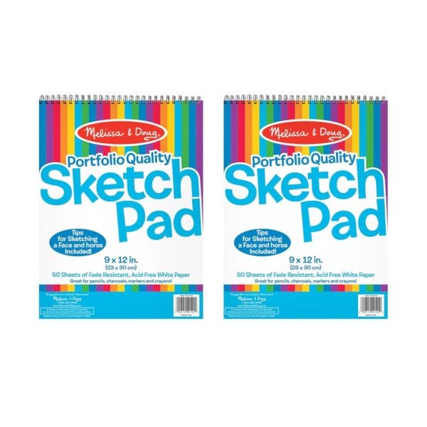 Melissa & Doug Drawing Paper, Sketch Pad, 2-Pack Bundle for Coloring, Writing or Painting (9 x 12 inches) - 50 Sheets Each, Kids Drawing Pad & Art Supplies for Kids Ages 3+ - FSC Certified