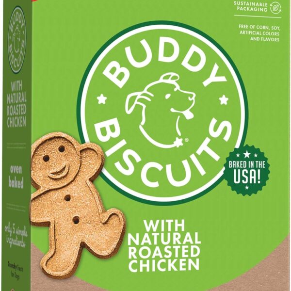 Buddy Biscuits 16 oz Box of Whole Grain Crunchy Dog Treats Made with Natural Roasted Chicken