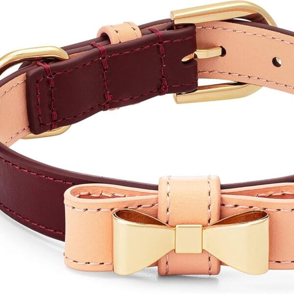Luxury Italian Leather Dog Collar With Bow - Stylish, Durable, Comfortable for Small Medium Large X-Large Dogs (X-Large)