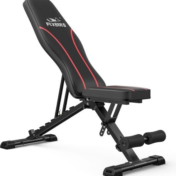 FLYBIRD Adjustable Bench,Utility Weight Bench for Full Body Workout- Multi-Purpose Foldable Incline Bench (Black)