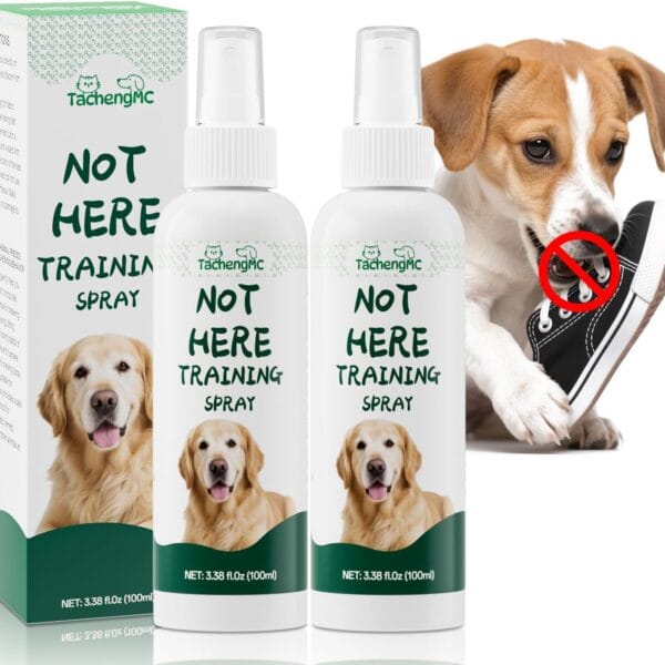 No Chew Spray for Dogs, Bitter Apple Deterrent to Stop Chewing, Licking and Biting on Furniture, Shoes and Plants, Alcohol Free Puppy Training Aid for Indoor and Outdoor Use, 2 Pack 100 ml