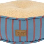 Harry Barker Striped Pillow and Lounger Dog BEDS, Sherpa Pouf Bed