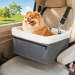 Dog Car Booster Seat for Small Dogs & Cats, Raised with Metal Frame