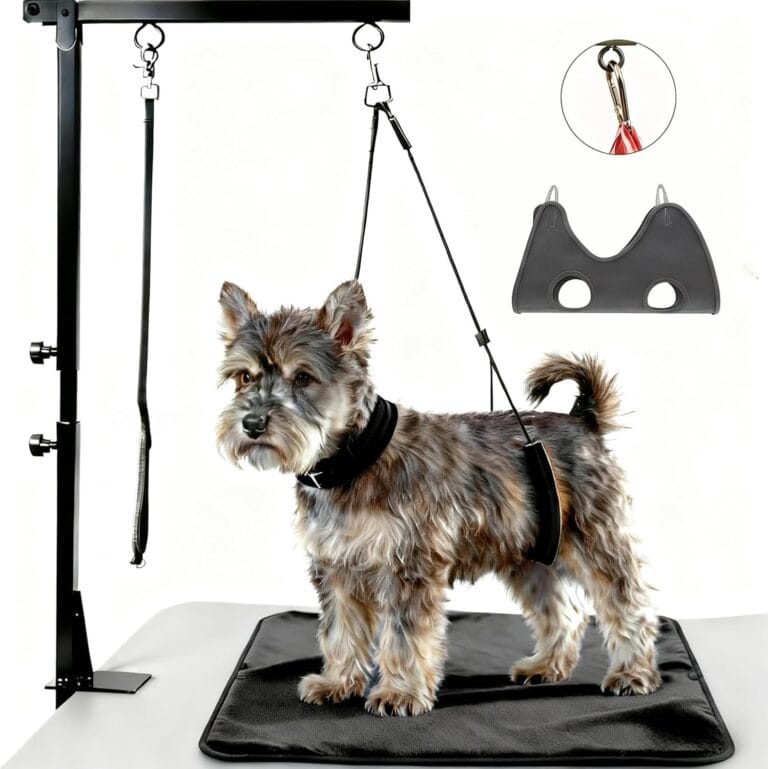 Small Dog Grooming Supplies Home Kit - Pet Grooming Table with Hammock Sling, Grooming Harness & Nail Trimming Accessories