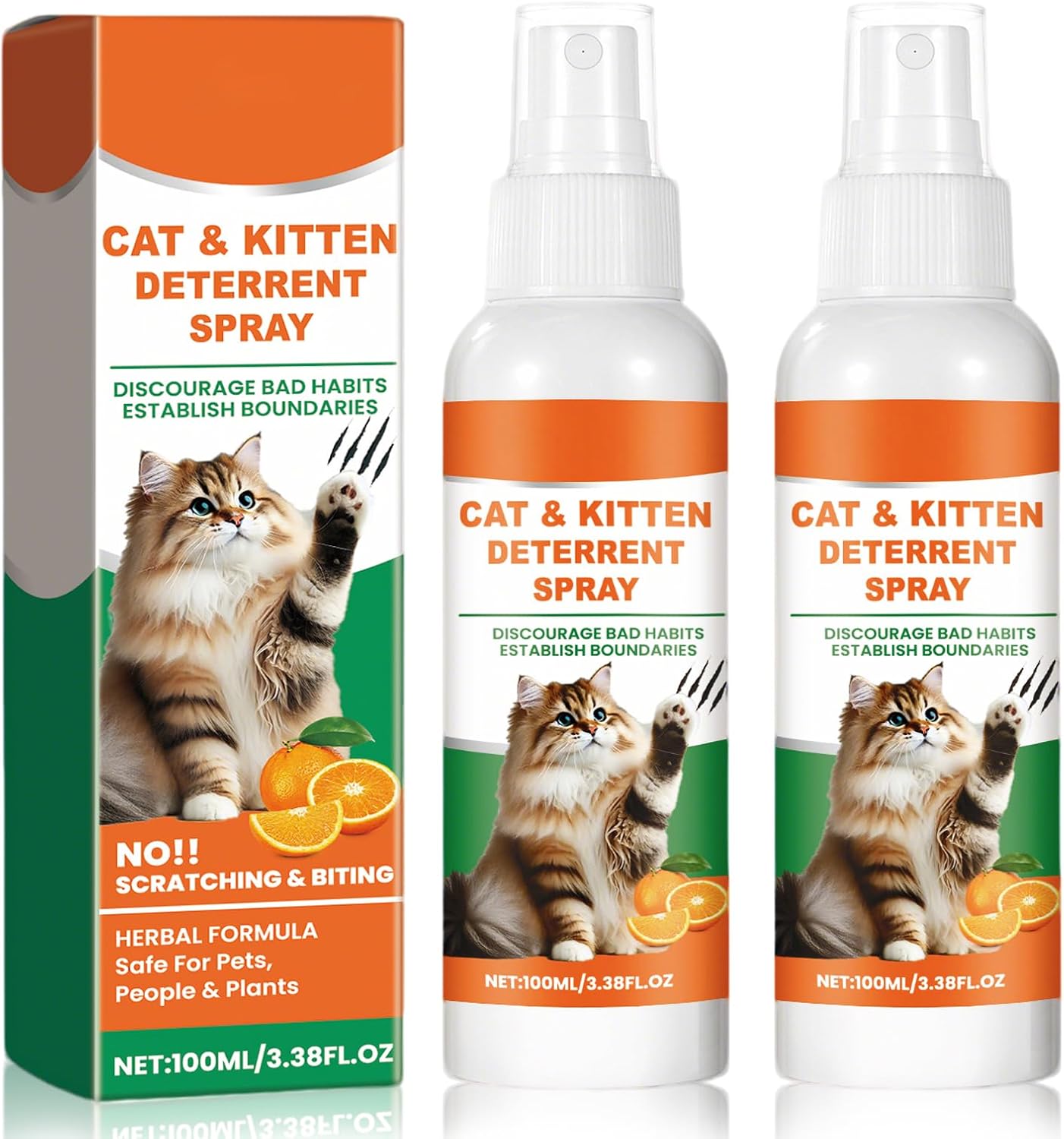 2 Pack Cat Deterrent Spray, Natural Cat Deterrent Indoor & Outdoor, Effective Cat Scratch Deterrent for Furniture, Stop Cats from Urinating in House, Bitter Apple Spray for Cats, Anti-Scratch Training 2 Pack Cat Deterrent Spray, Natural Cat Deterrent Indoor & Outdoor, Effective Cat Scratch Deterrent for Furniture, Stop Cats from Urinating in House, Bitter Apple Spray for Cats, Anti-Scratch Training