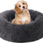 Small Round Dog Bed, Cat Beds for Indoor Cats, Calming Anti-Anxiety Donut Bed for Puppy and Kitten, Washable Round Fluffy Pet Bed for Small Dogs and Cats(Fits up to 15 lbs Pets)