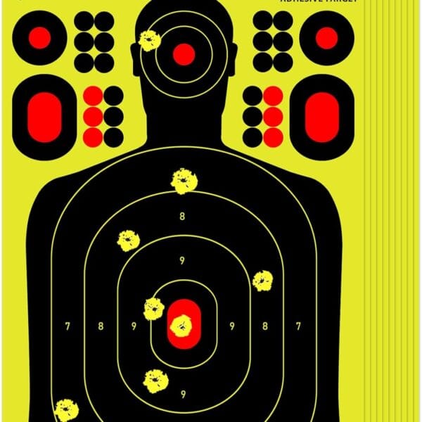 Atflbox 12x18 inch Silhouette Splatter Targets and Adhesive Target Sticker, Bright Fluorescent Yellow, Easily seen on Impact for Indoor and Outdoor Shooting Range