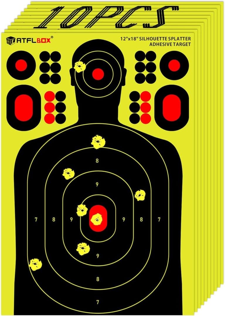 Atflbox 12x18 inch Silhouette Splatter Targets and Adhesive Target Sticker, Bright Fluorescent Yellow, Easily seen on Impact for Indoor and Outdoor Shooting Range