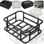 RAYMACE Rear Rack Bike Basket with Cargo Net and Liner Large Bicycle Basket Perfect Mount for Electric Bike