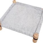 Pozico Cat Hammock Bed  Wooden Elevated Cat/Dog Bed with Plush Winter Fabric  Raised Pet Cot Furniture for Small Dogs, Cats & Small Animals  Warm Indoor Lounger  Portable & Washable