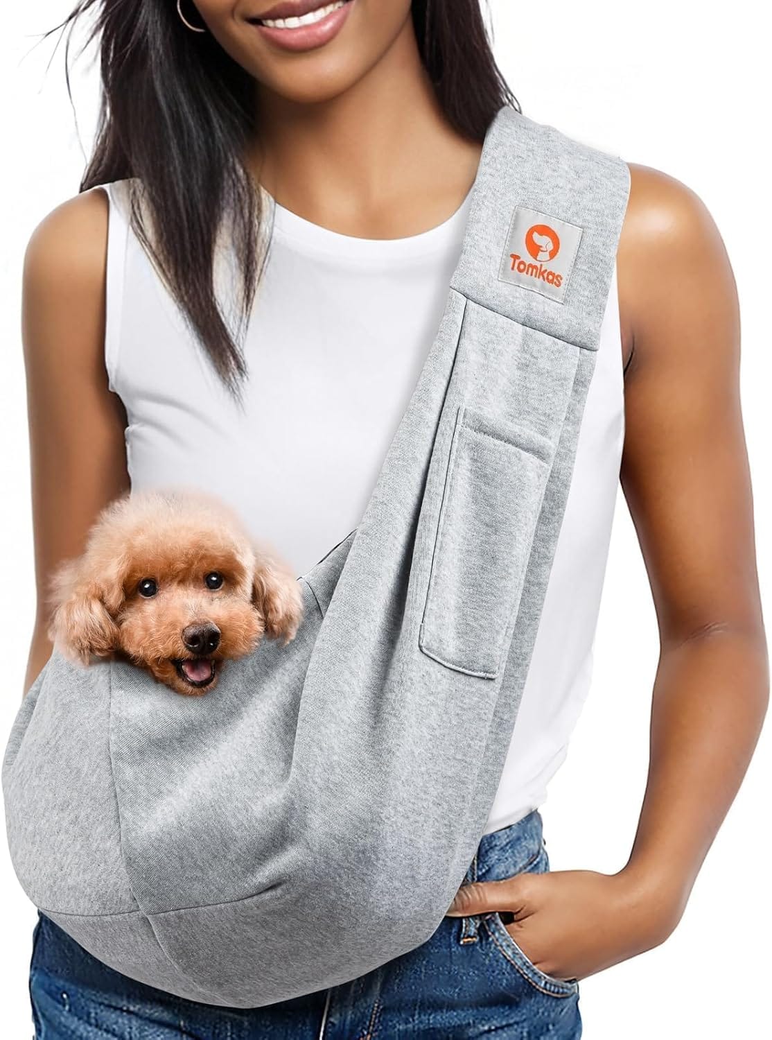 Tomkas Small Dog Sling Carrier - Classic Pocket & Classic Strap - for 3-10 lbs Pets(Grey) Tomkas Small Dog Sling Carrier - Classic Pocket & Classic Strap - for 3-10 lbs Pets(Grey)