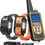 Funnipets Dog Training Collar 2600Ft Range Dog Shock Collar with Remote for Small Medium Large Dogs Waterproof Electronic Dog Collar 4 Training Modes Light Shock Vibration Beep (2 Pack, Orange+Black)