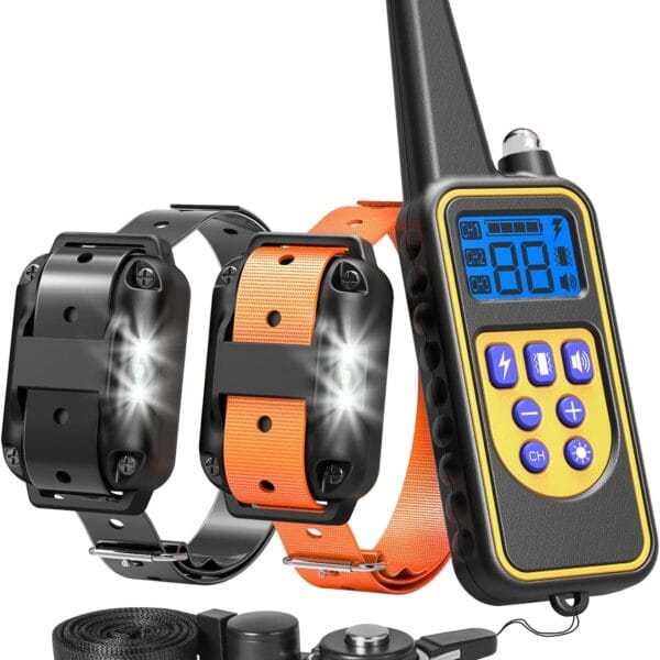 Funnipets Dog Training Collar 2600Ft Range Dog Shock Collar with Remote for Small Medium Large Dogs Waterproof Electronic Dog Collar 4 Training Modes Light Shock Vibration Beep (2 Pack, Orange+Black)