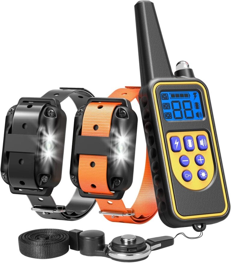 Funnipets Dog Training Collar 2600Ft Range Dog Shock Collar with Remote for Small Medium Large Dogs Waterproof Electronic Dog Collar 4 Training Modes Light Shock Vibration Beep (2 Pack, Orange+Black)