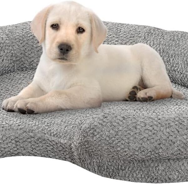 Orthopedic Memory Foam Dog Bed for Small Dogs - Washable & Waterproof & Removable Cover - Round Calming Dog Bed for Anxiety Relief(35 x 24 x 8 Inch)
