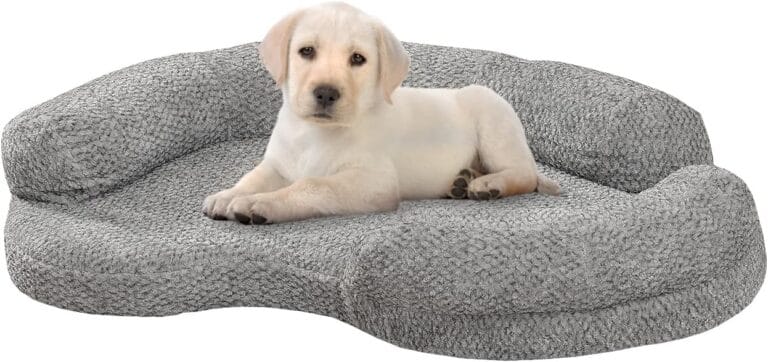 Orthopedic Memory Foam Dog Bed for Small Dogs - Washable & Waterproof & Removable Cover - Round Calming Dog Bed for Anxiety Relief(35 x 24 x 8 Inch)