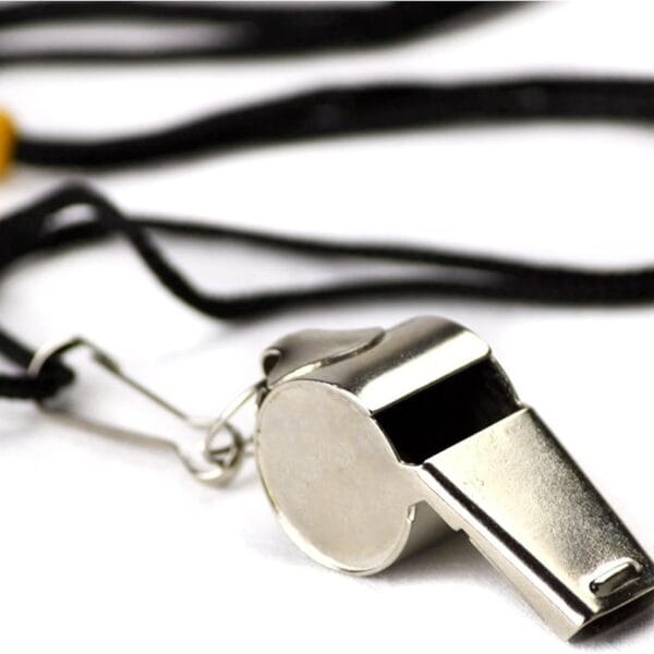 Crown Sporting Goods Stainless Steel Whistle with Lanyard  Great for Coaches, Referees, and Officials