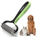 Pet Grooming Supplies - 2-in-1 Professional Undercoat Rake and Pet Brush | Shedding Control for Long Haired Dogs and Cats, Deshedding Tool, Furminator for Dogs, Green