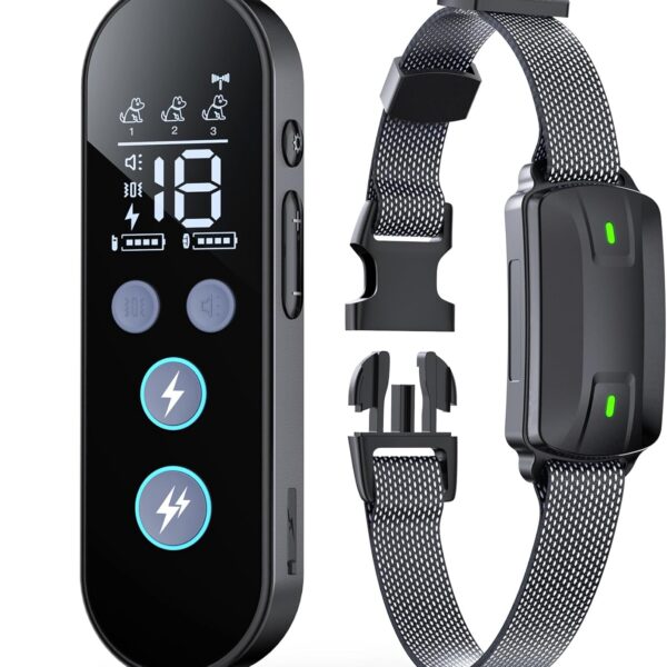 Dog Shock Collar with Remote Control, Dog Training Collar for Large Medium Dogs 40-120lbs Waterproof, Shock Collar for Dogs with Beep Vibration Security Lock (Matte Black)