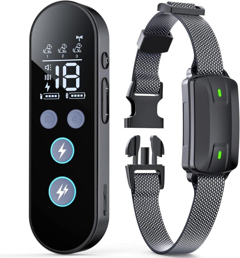 Dog Shock Collar with Remote Control, Dog Training Collar for Large Medium Dogs 40-120lbs Waterproof, Shock Collar for Dogs with Beep Vibration Security Lock (Matte Black)