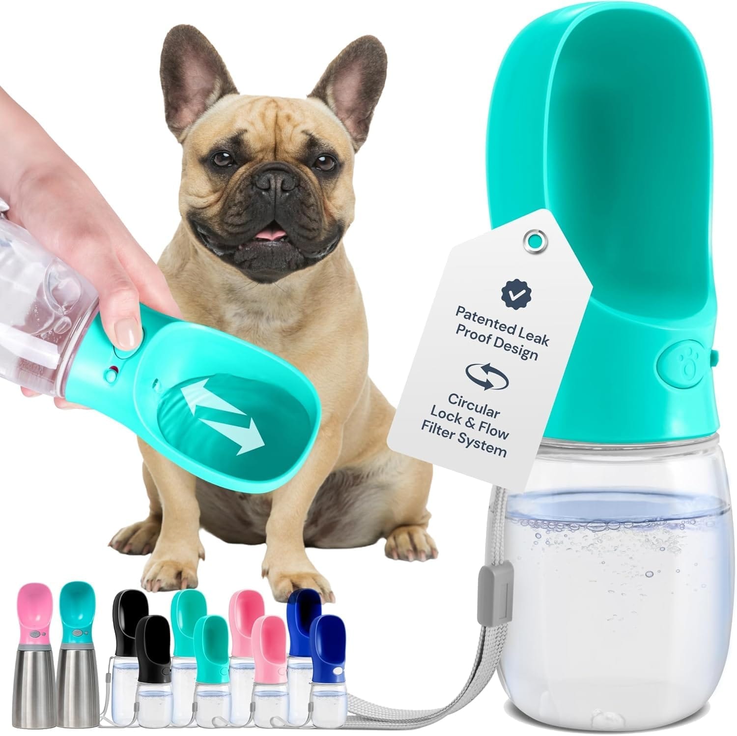 MalsiPree Dog Water Bottle Dispenser - 12 oz Blue - Leak-Proof Lock & One-Hand Operation - Dog Water Bowl Dispenser - Pet Travel Bottle with Built-in Bowl MalsiPree Dog Water Bottle Dispenser - 12 oz Blue - Leak-Proof Lock & One-Hand Operation - Dog Water Bowl Dispenser - Pet Travel Bottle with Built-in Bowl