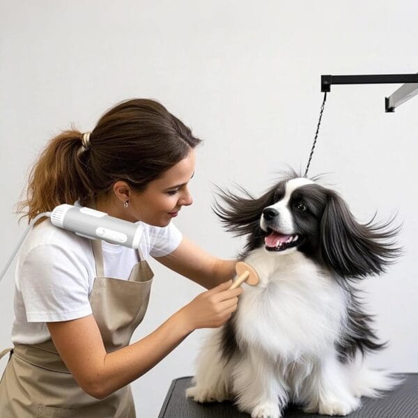 L&W BROS. Hands Free Dog Dryer Powerful & Professional Pet Blow Dryer for Small & Medium Dogs & Cats, Adjustable Airflow, Easy Storage, Negative Ion Technology (White)